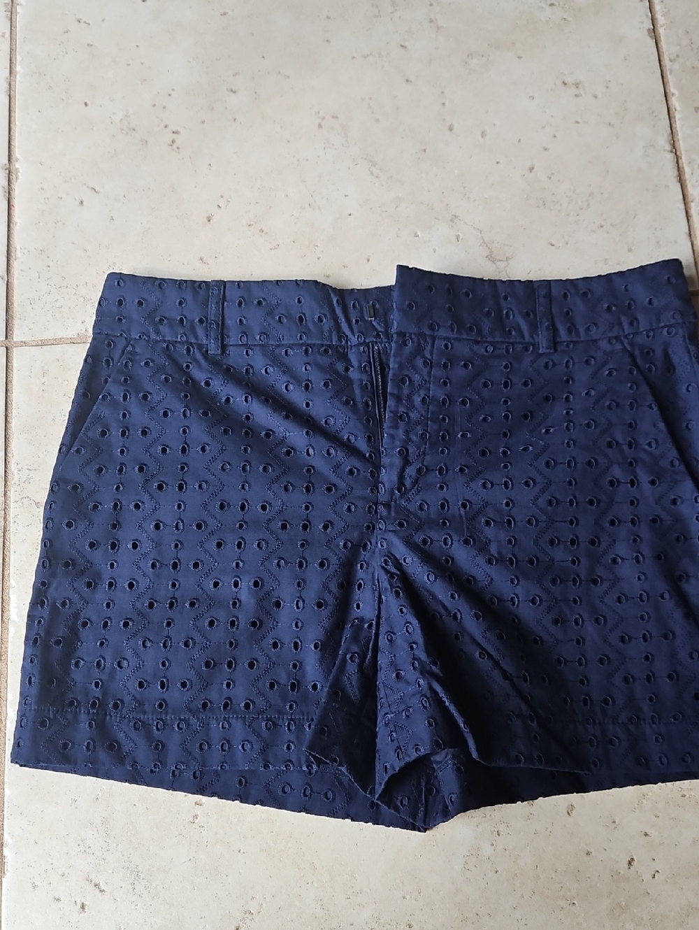 Banana Republic Factory Navy Eyelet High-Rise Cotton Shorts